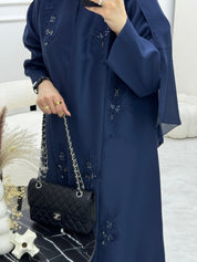 C 0924 Navy Blue Beaded Eid Abaya