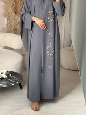 C 0927 Grey Beaded Eid Abaya