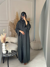 C 0930 Grey Beaded Eid Abaya