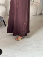 C 0931 Brown Beaded Eid Abaya