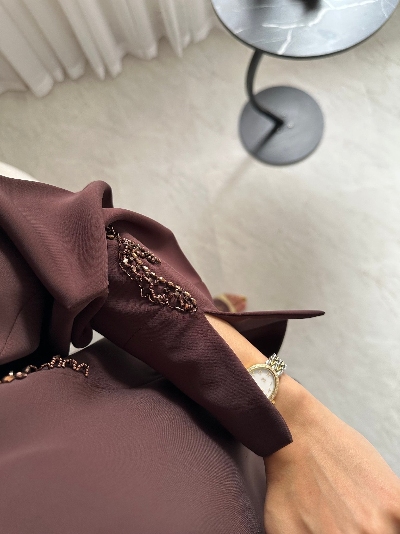 C 0931 Brown Beaded Eid Abaya