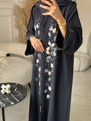 C 0932 Navy Blue Beaded Eid Abaya