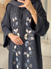 C 0932 Navy Blue Beaded Eid Abaya
