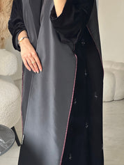 C 0933 Black Beaded Eid Abaya Set