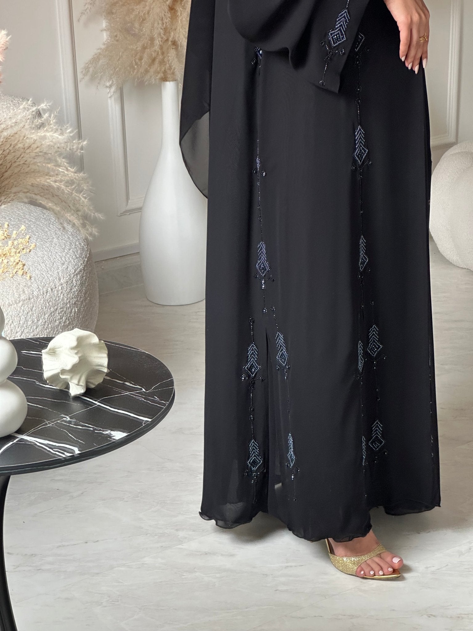 C 0949 Black Beaded Abaya