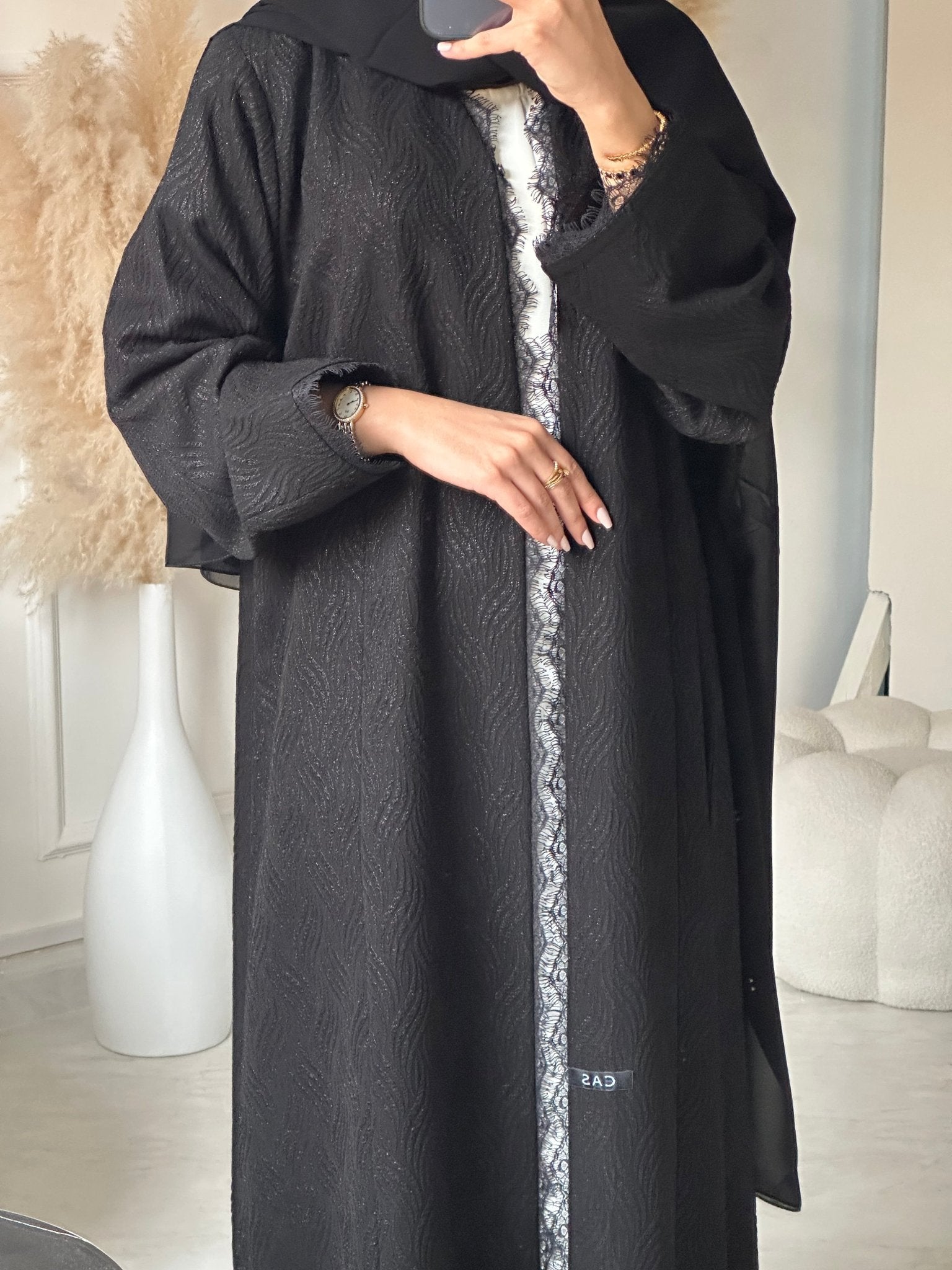 C 0951 Black Lace Abaya