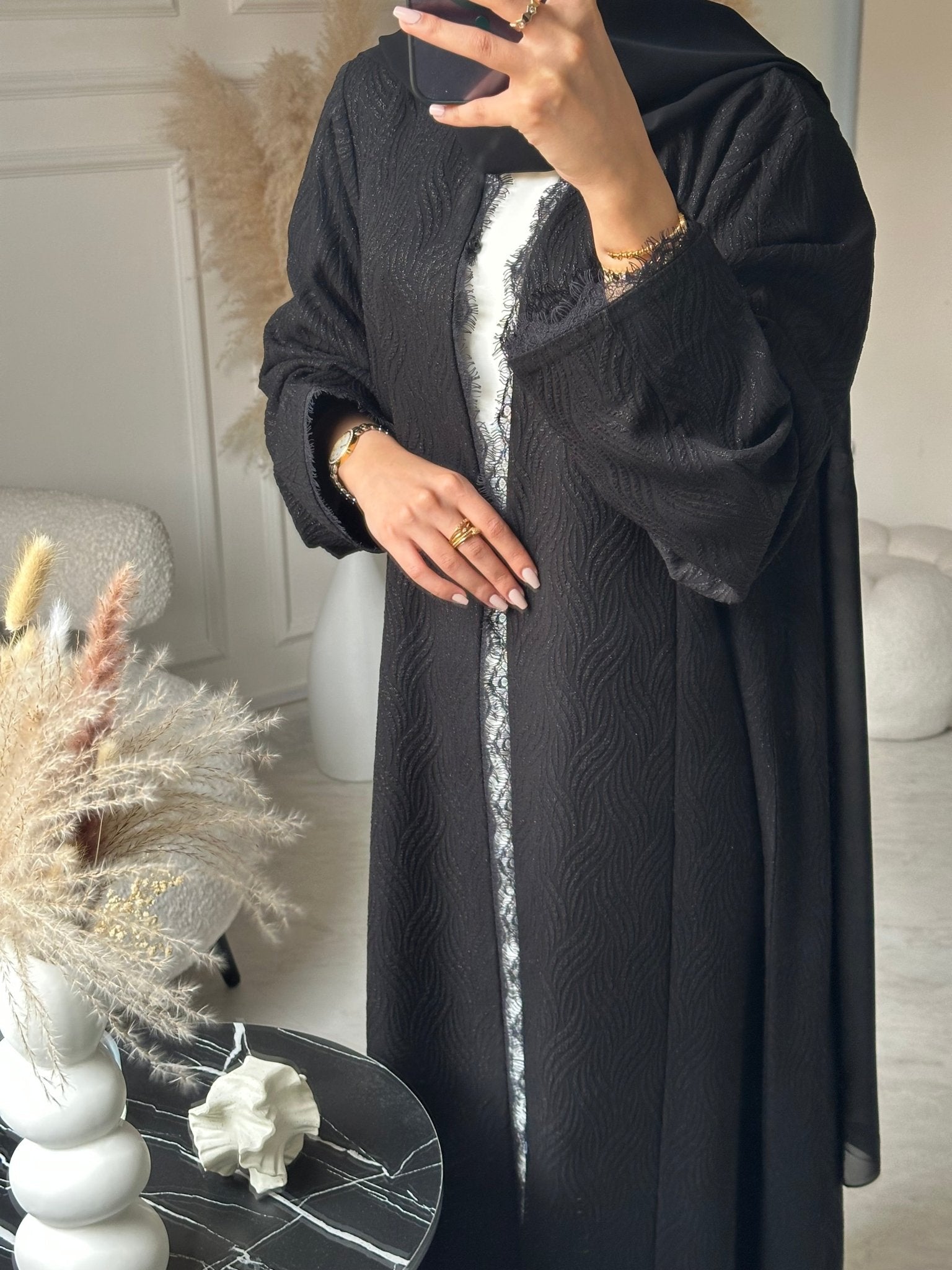 C 0951 Black Lace Abaya