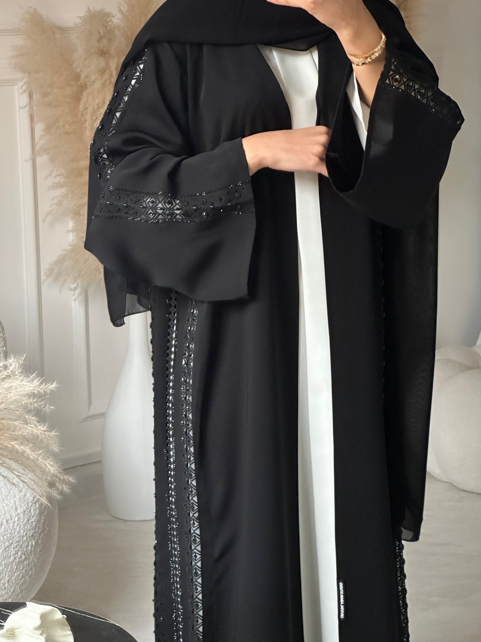 C 0952 Black Lace Abaya