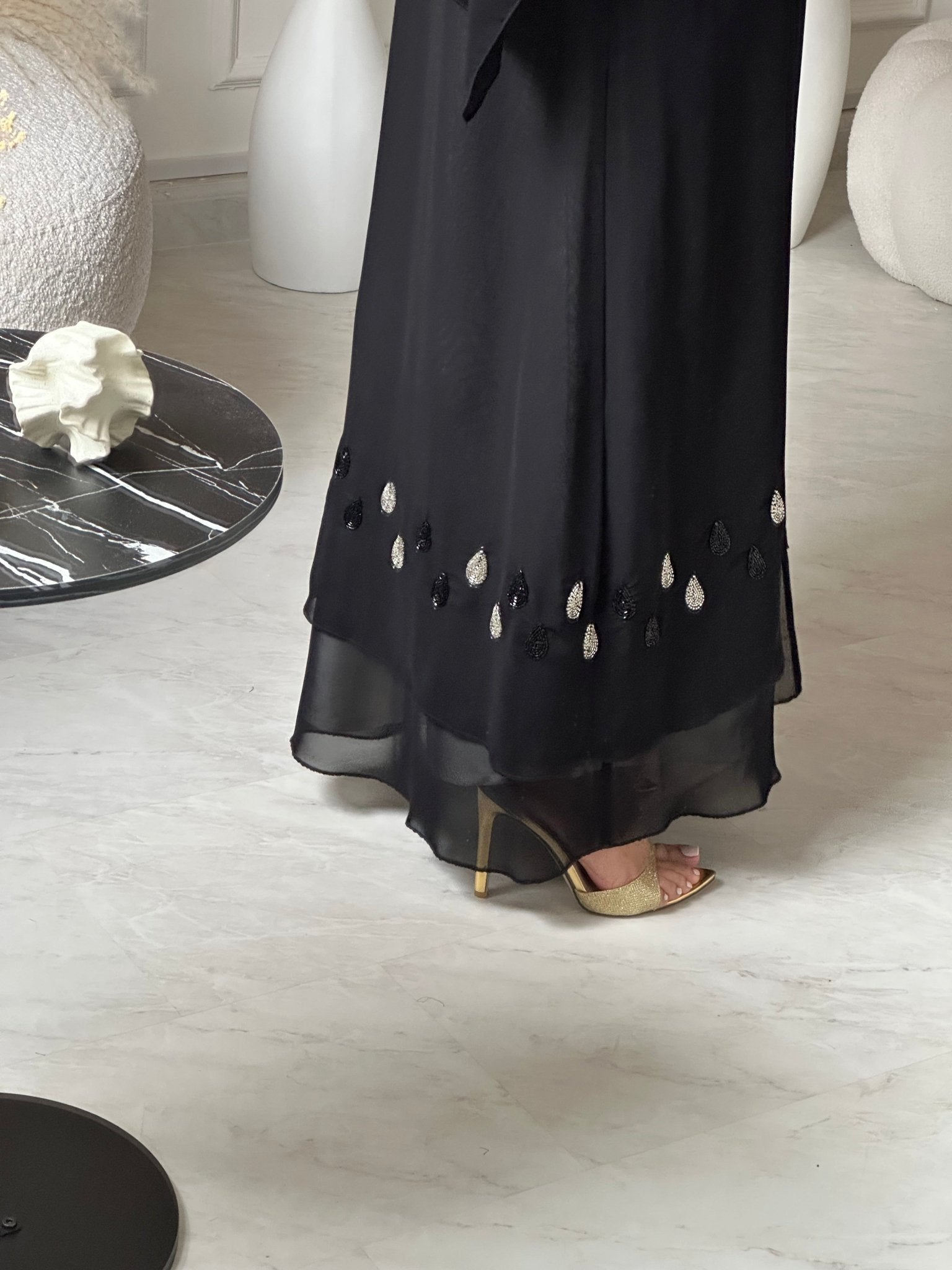C 0953 Black Beaded Abaya