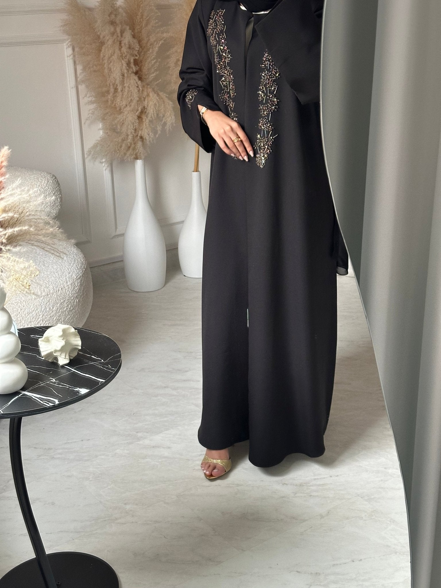C 0954 Black Beaded Abaya