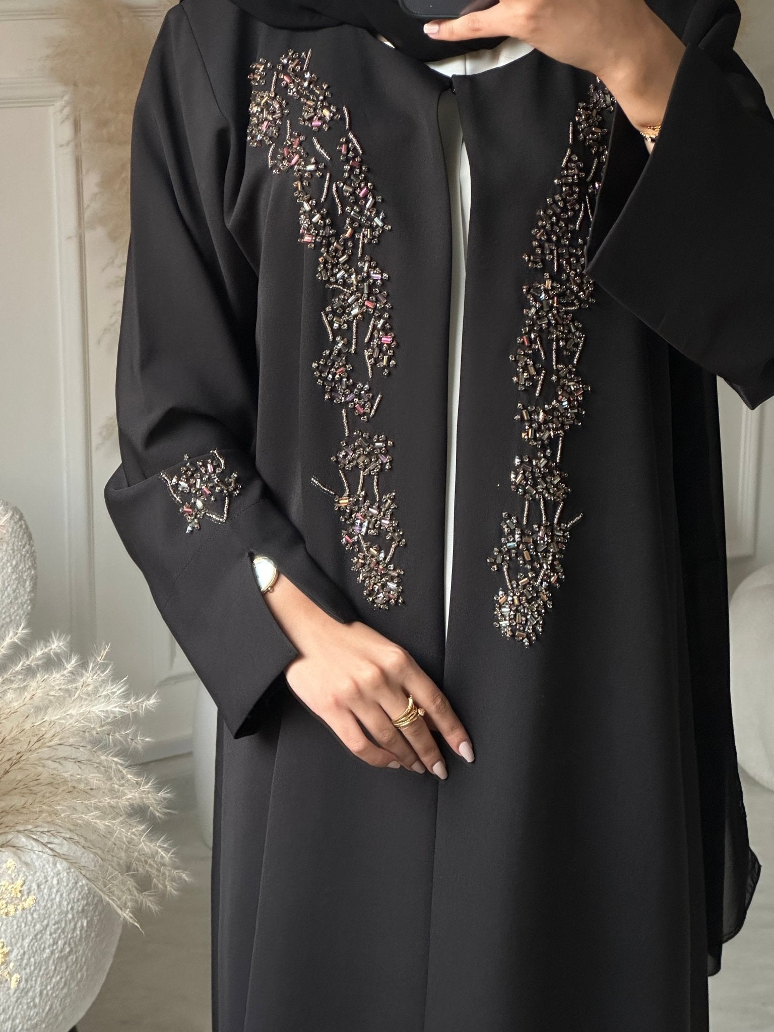 C 0954 Black Beaded Abaya