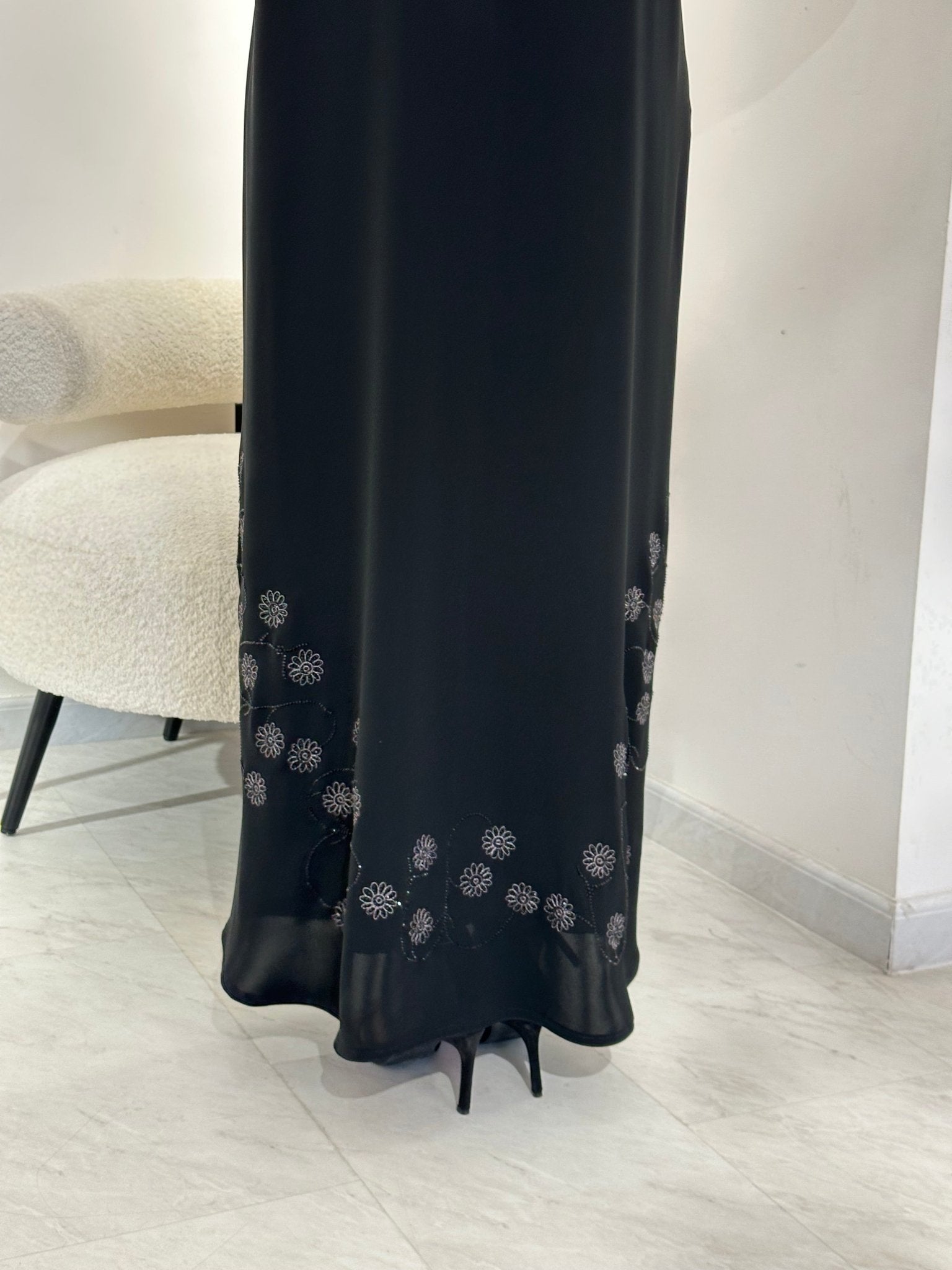 C 0960 Black Beaded Abaya