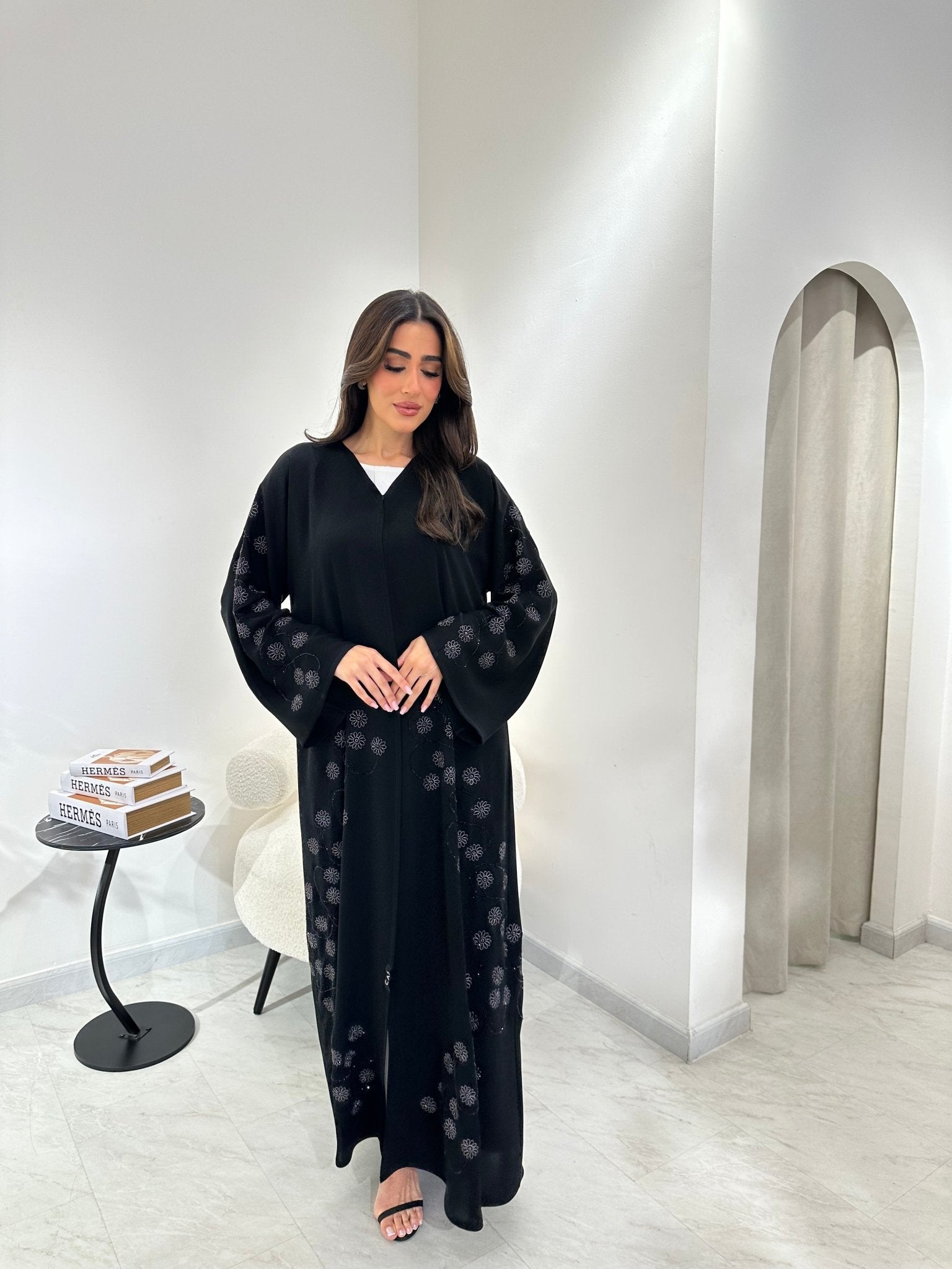 C 0960 Black Beaded Abaya