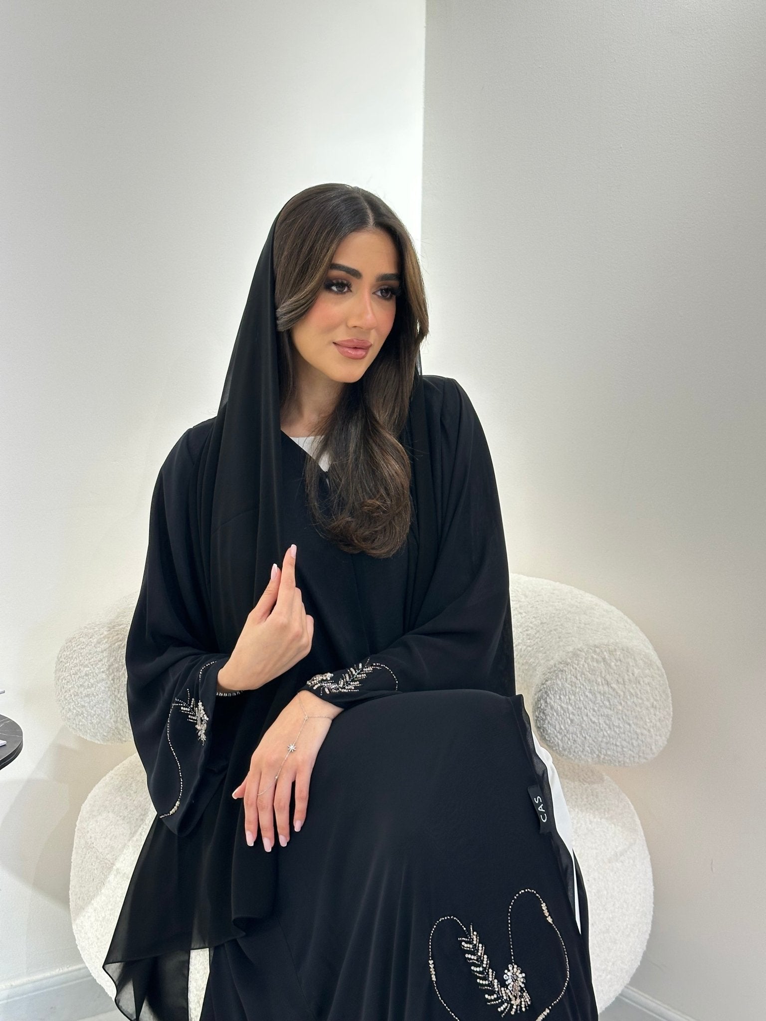 C 0961 Black Beaded Abaya