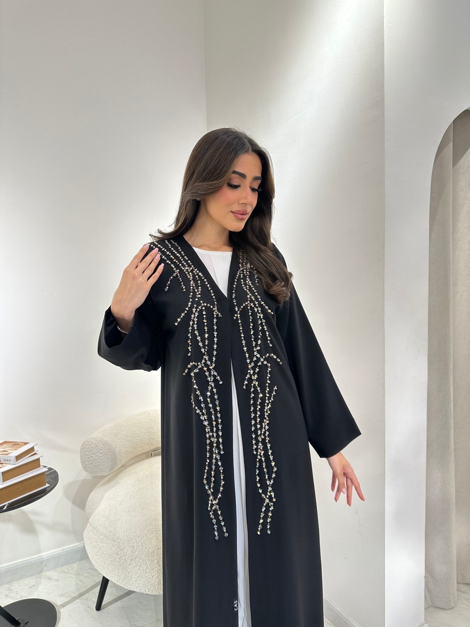 C 0962 Black Beaded Abaya