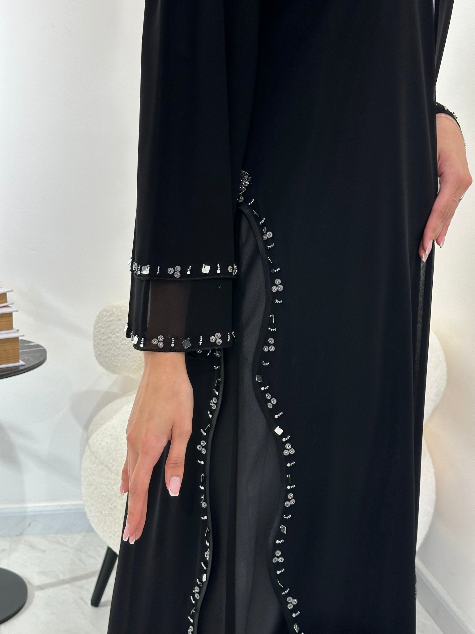C 0963 Black Beaded Abaya