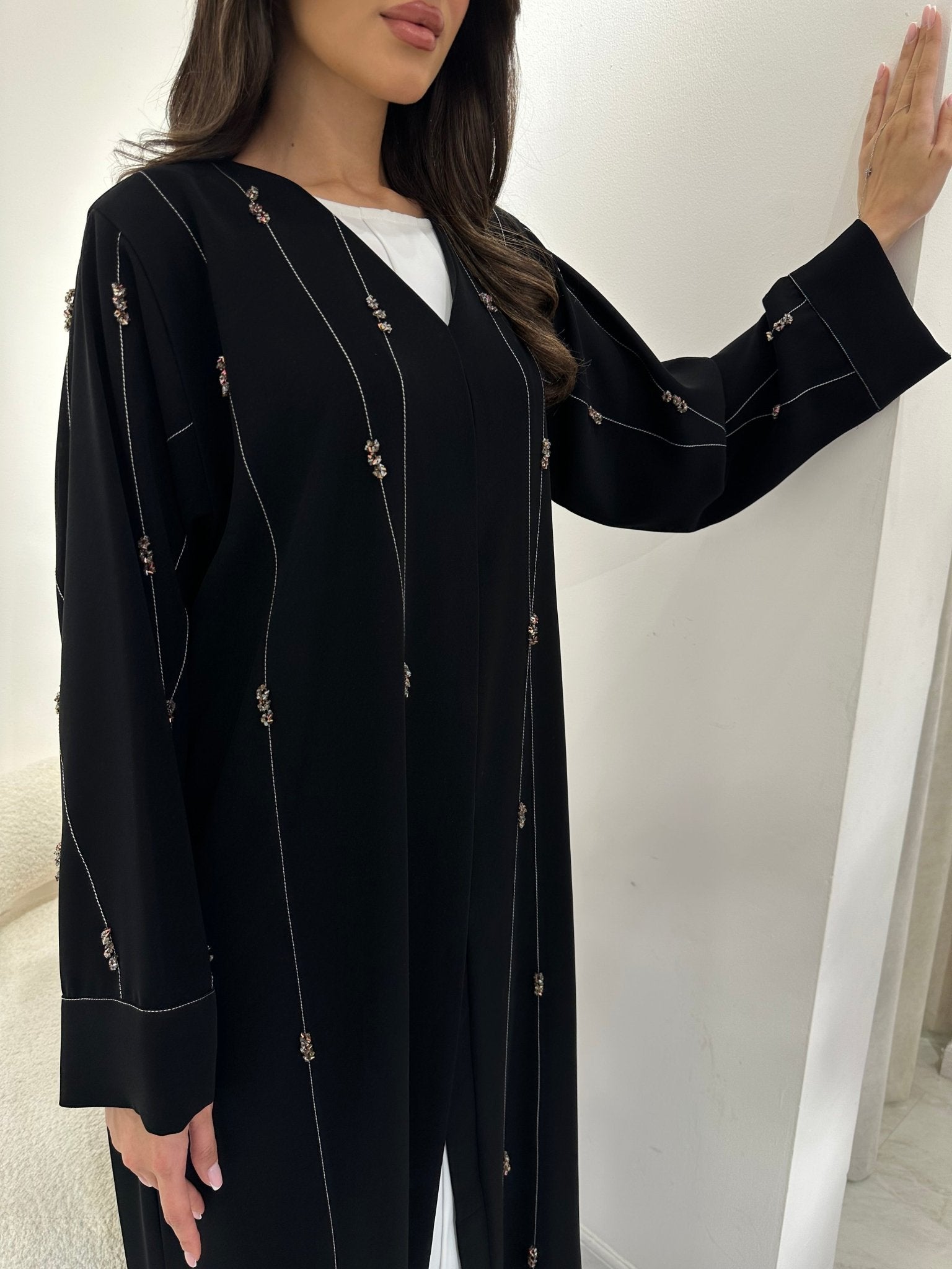 C 0965 Black Beaded Abaya