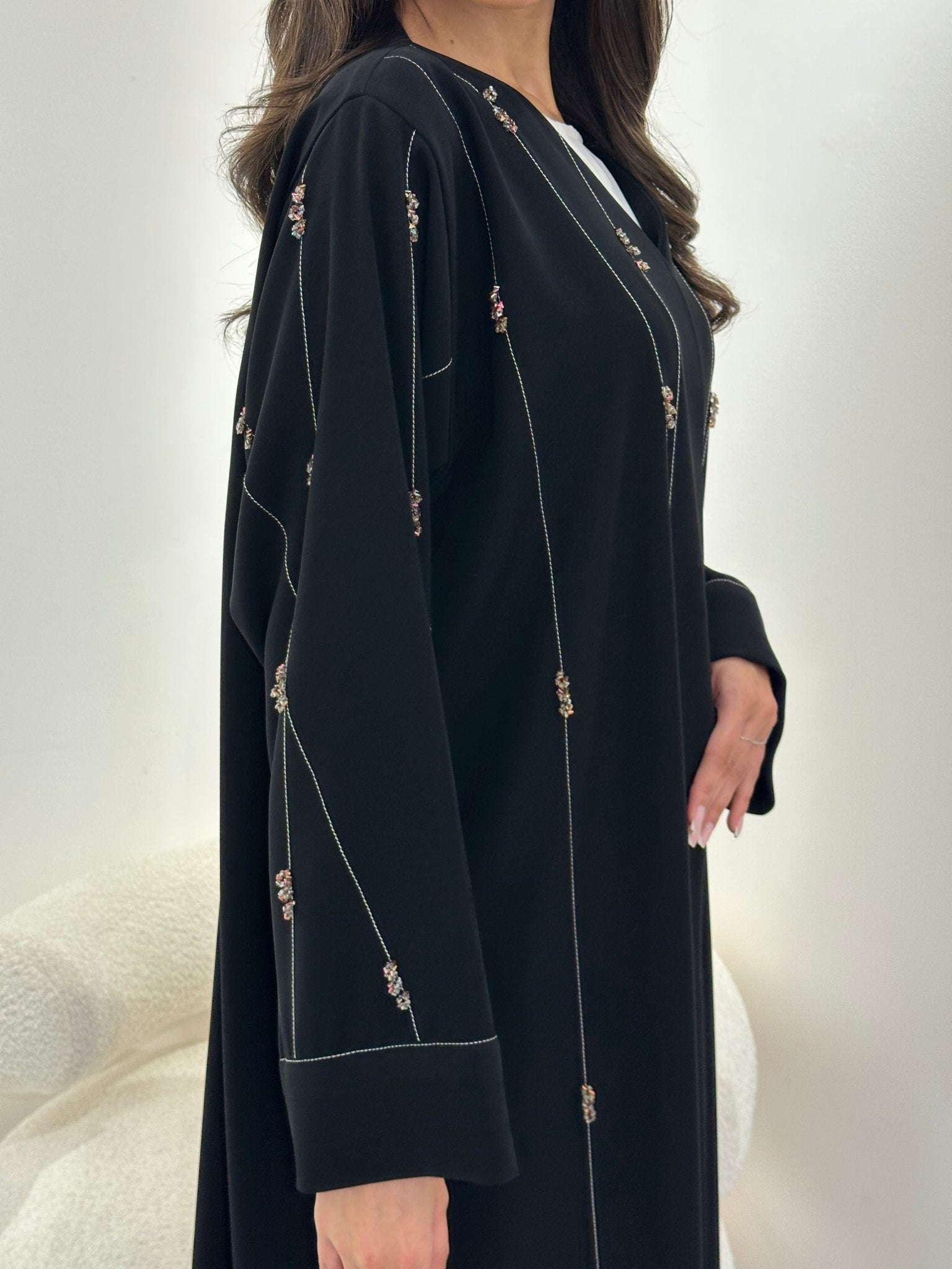 C 0965 Black Beaded Abaya