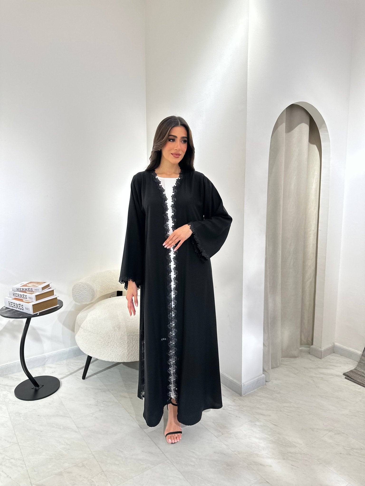 C 0970 Black Lace Abaya