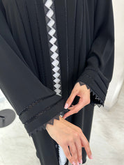 C 0971 Black Lace Pleated Abaya