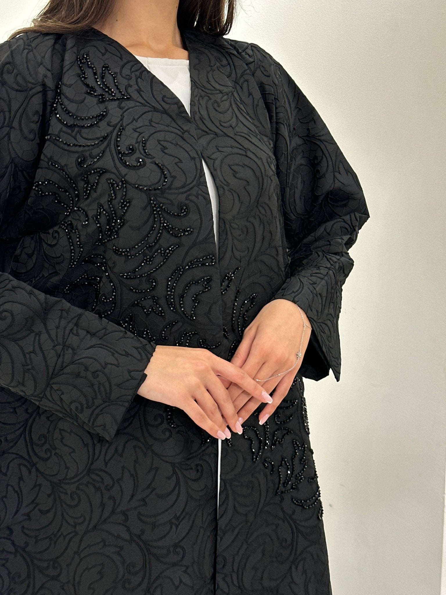 C 0974 Black Beaded Abaya