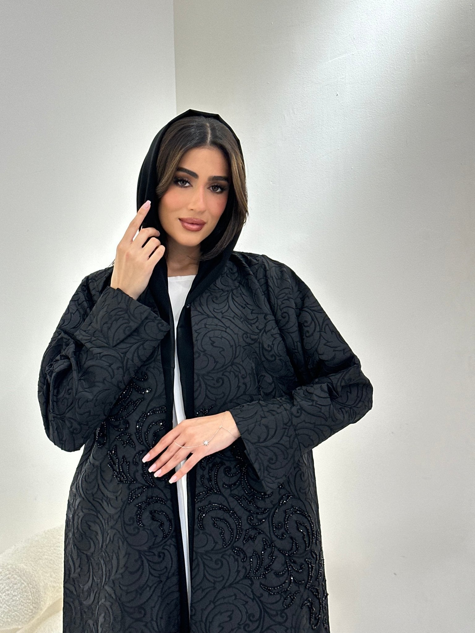 C 0974 Black Beaded Abaya