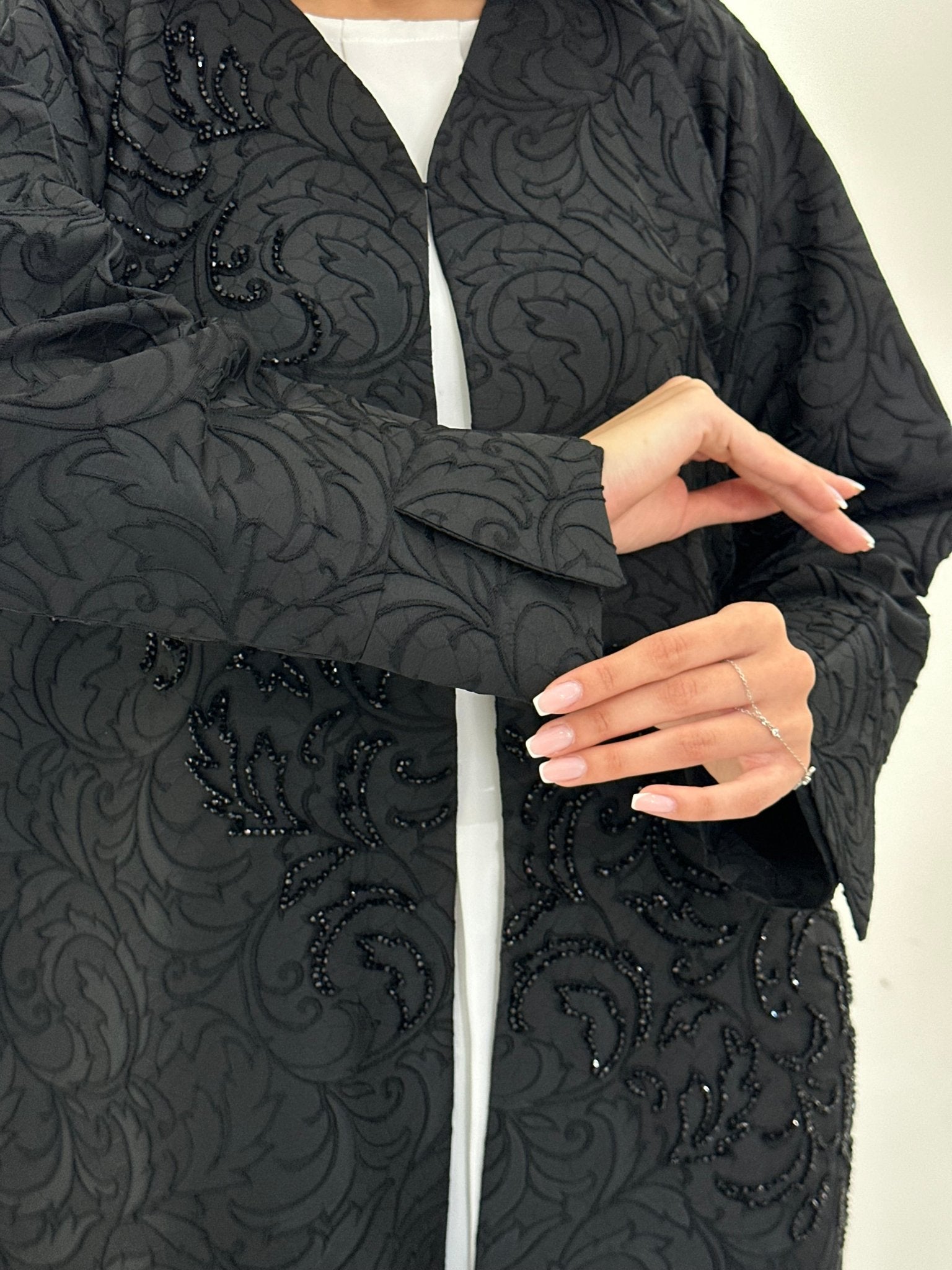 C 0974 Black Beaded Abaya