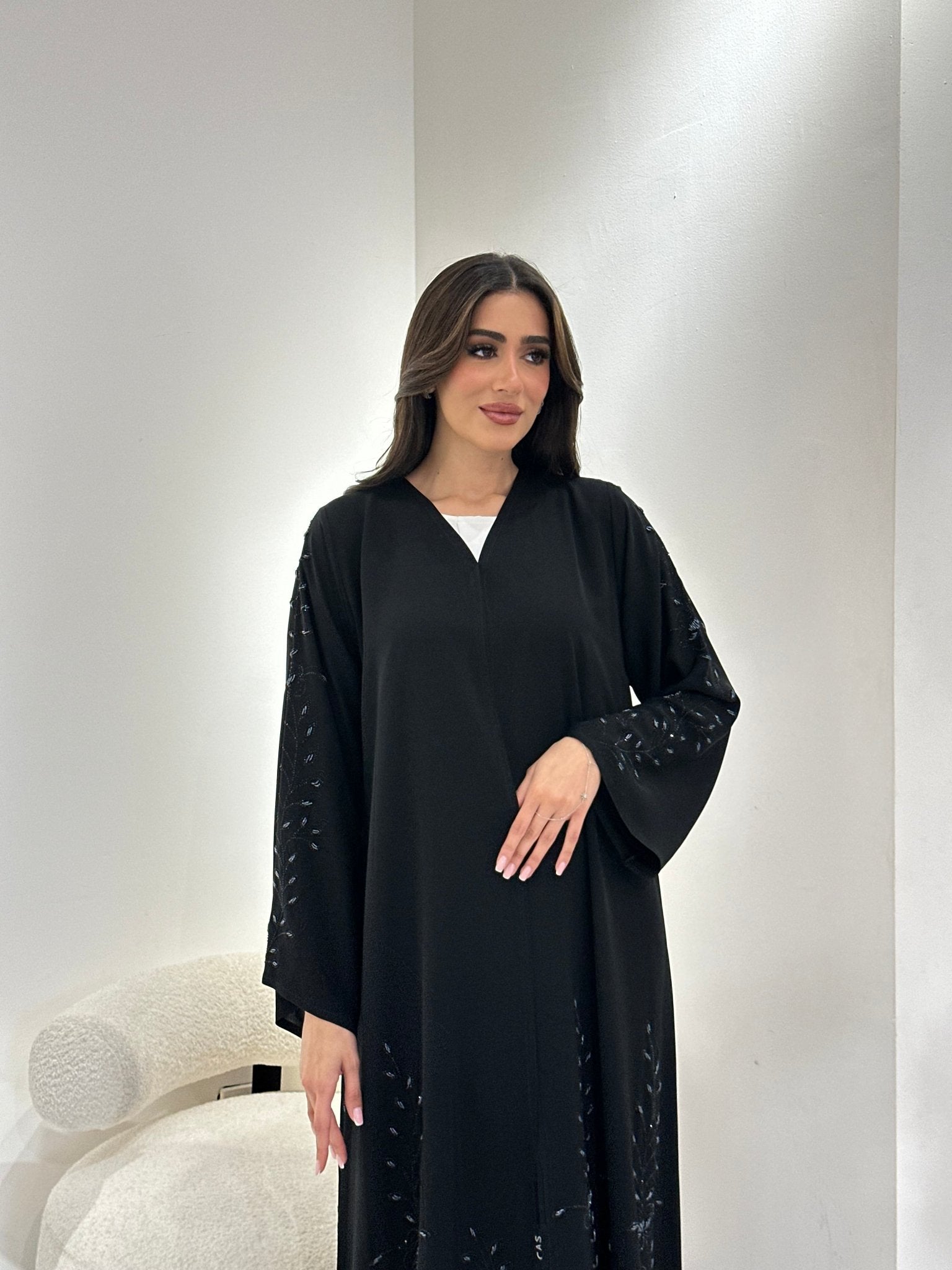 C 0975 Black Beaded Abaya