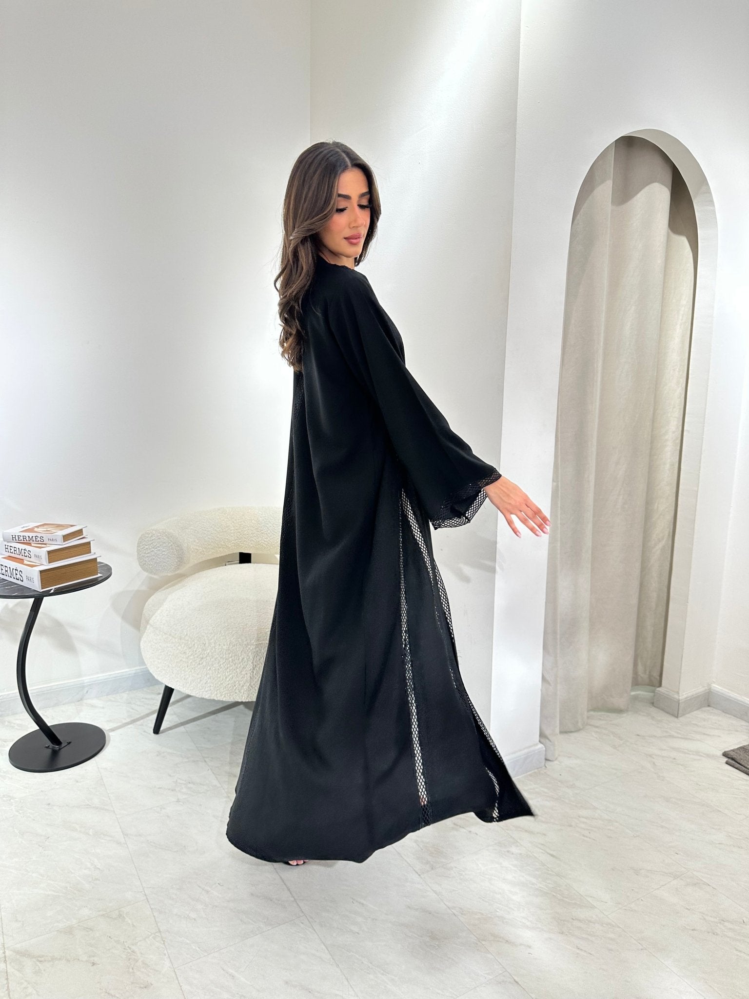 C 0977 Black Lace Abaya