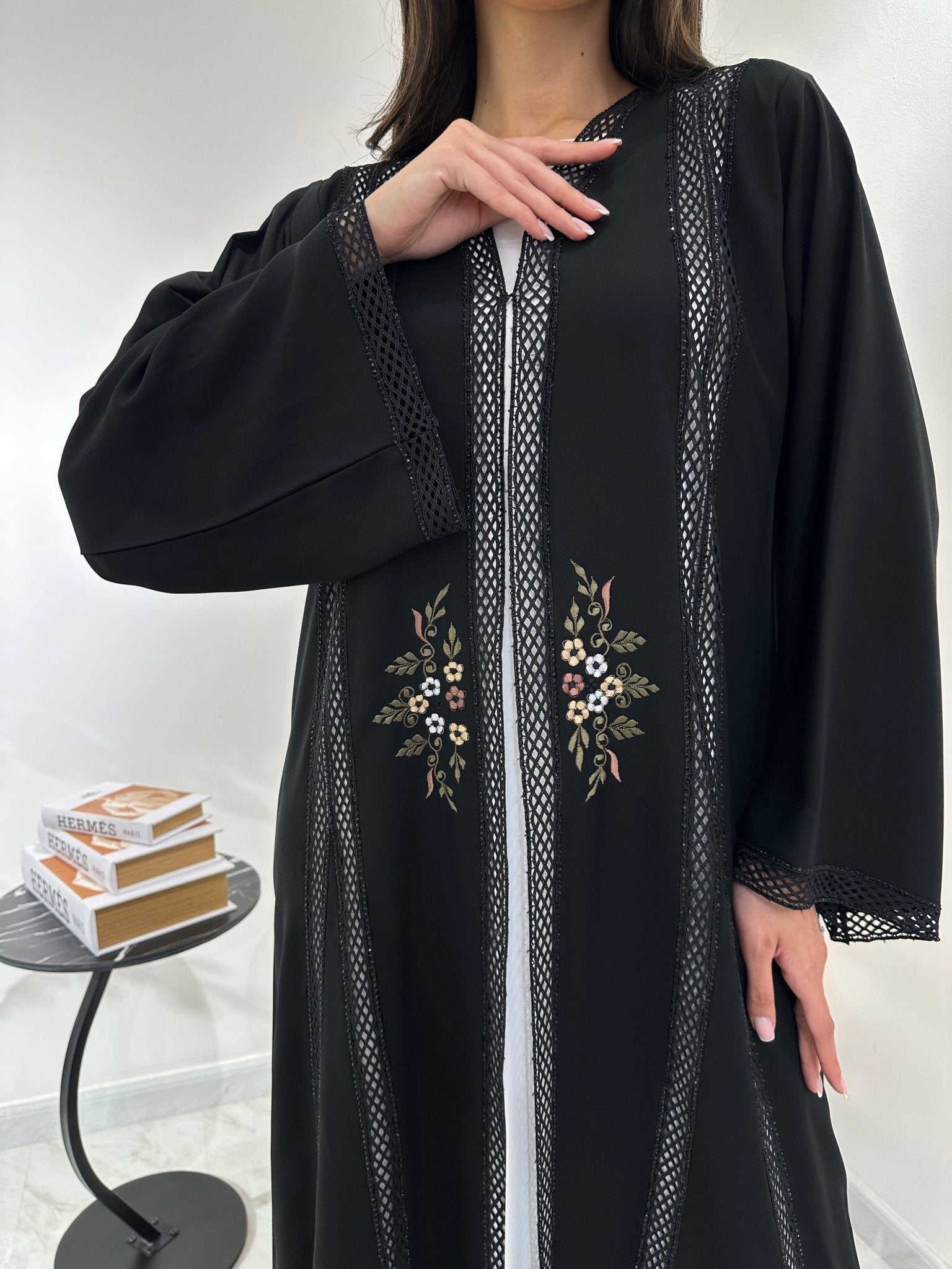 C 0977 Black Lace Abaya