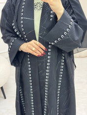 C 0988 Silver Black Abaya
