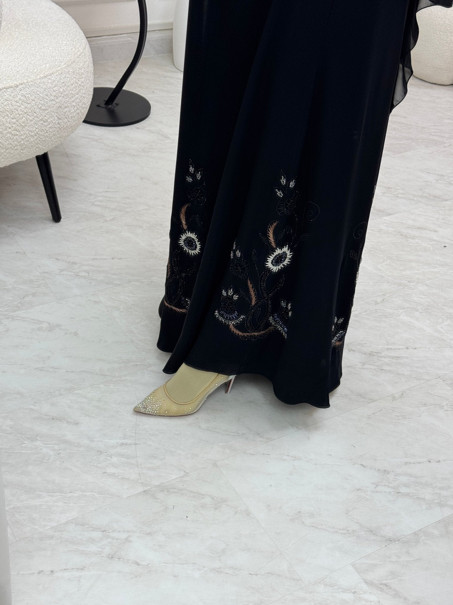 C 0994 Black Beaded Abaya