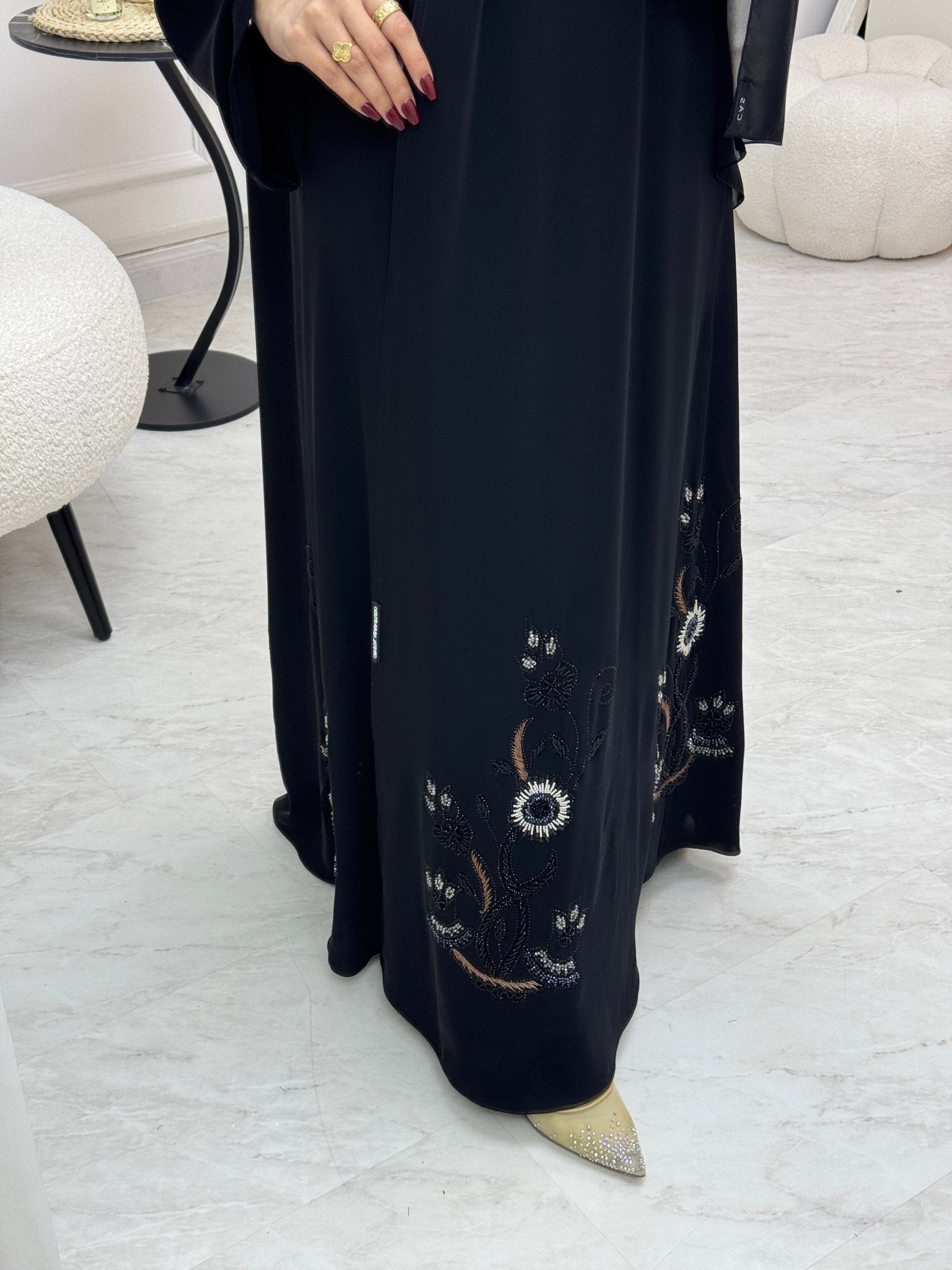 C 0994 Black Beaded Abaya
