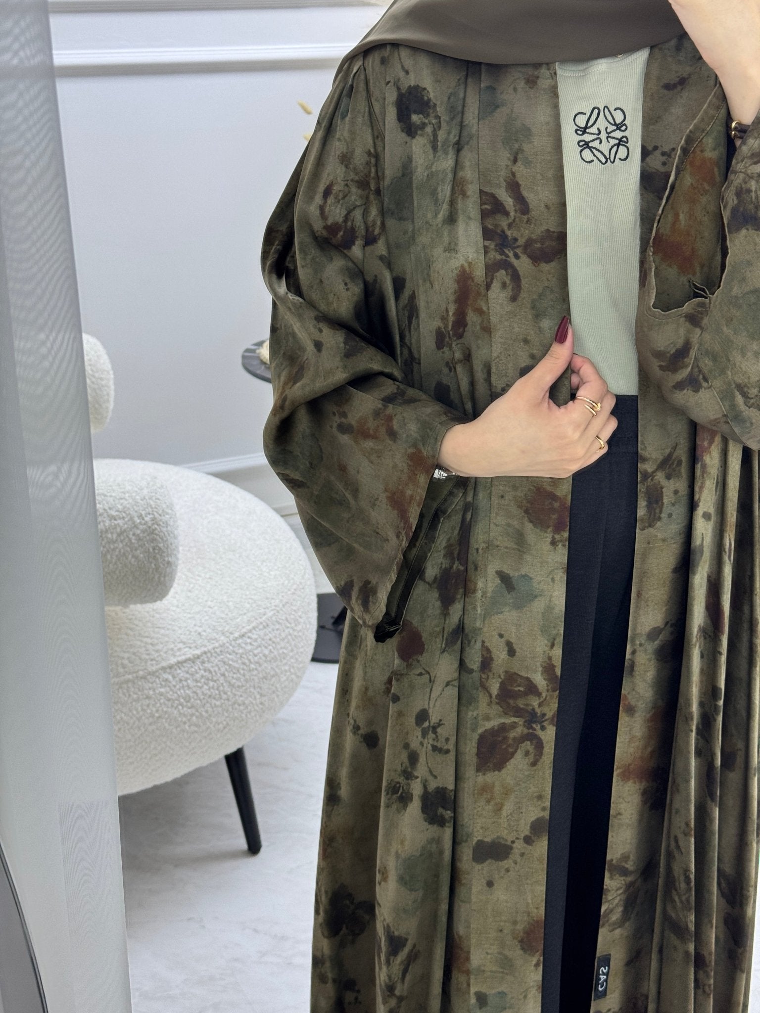 C 1002 - 01 Dull Gold Printed Abaya