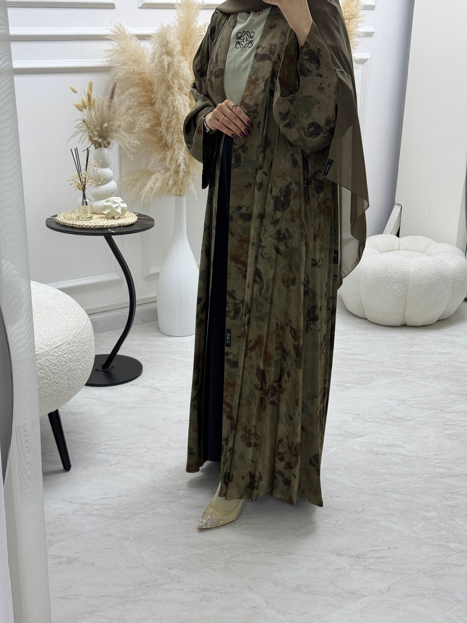 C 1002 - 01 Dull Gold Printed Abaya