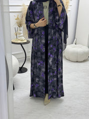 C 1003 - 01 Black Purple Printed Abaya
