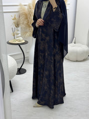 C 1004 - 01 Dark Blue Printed Abaya