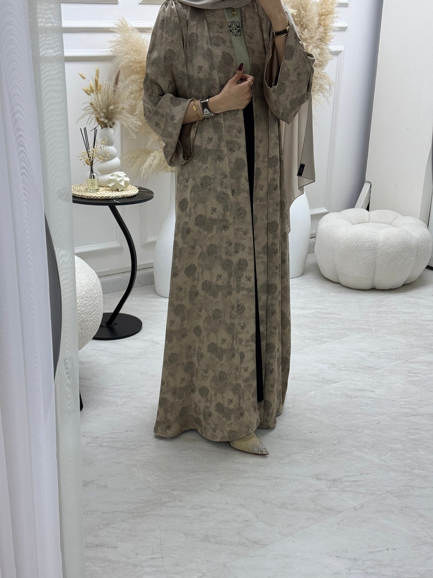 C 1005 - 03 Beige Printed Abaya