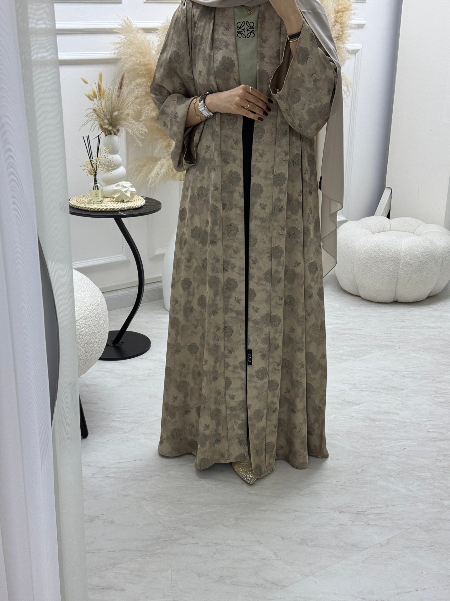 C 1005 - 03 Beige Printed Abaya