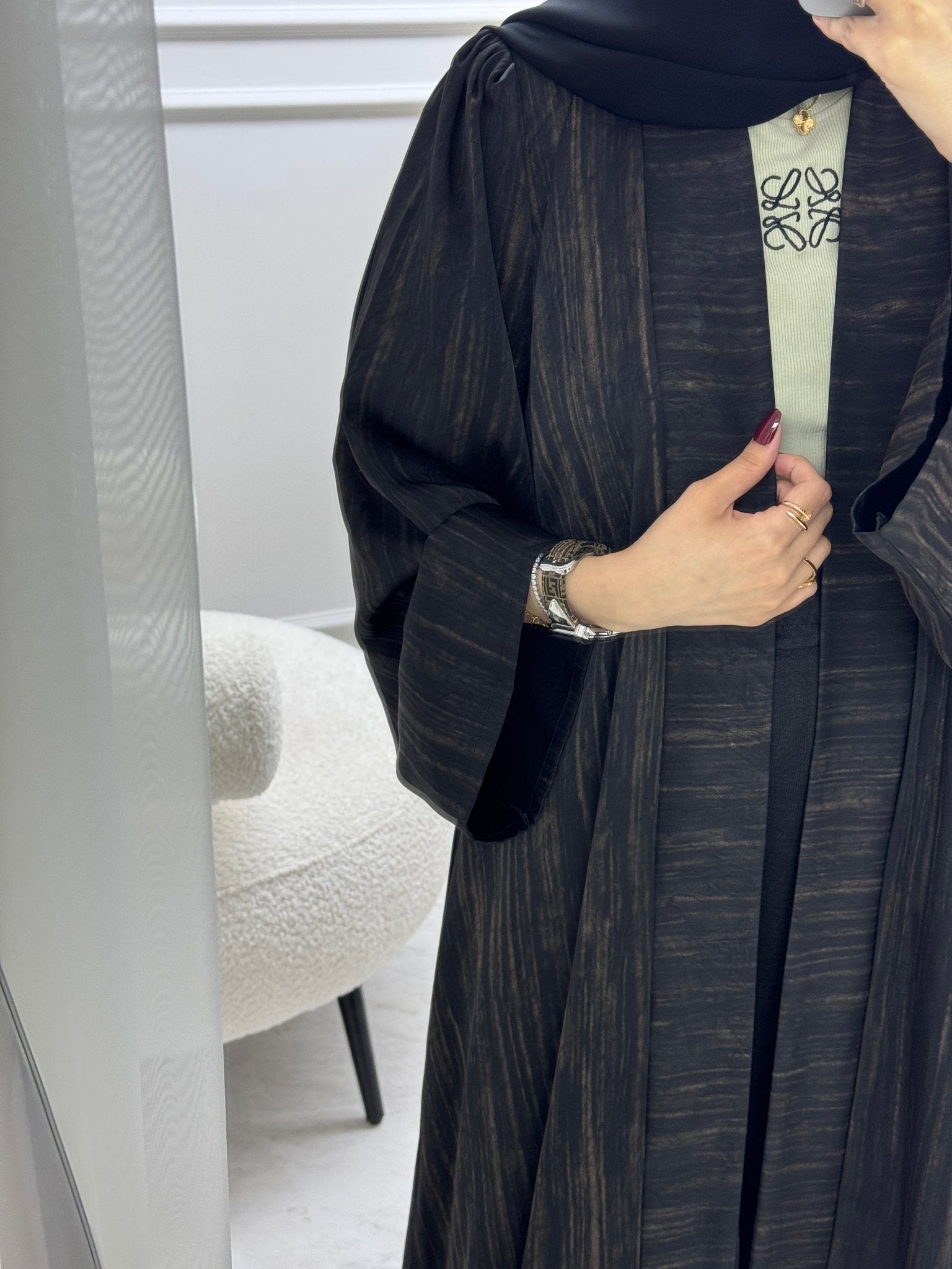 C 1006 - 02 Black Printed Abaya