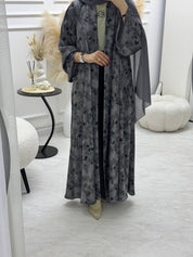 C 1007 - 01 Grey Printed Abaya