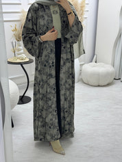 C 1007 - 02 Sage Green Printed Abaya
