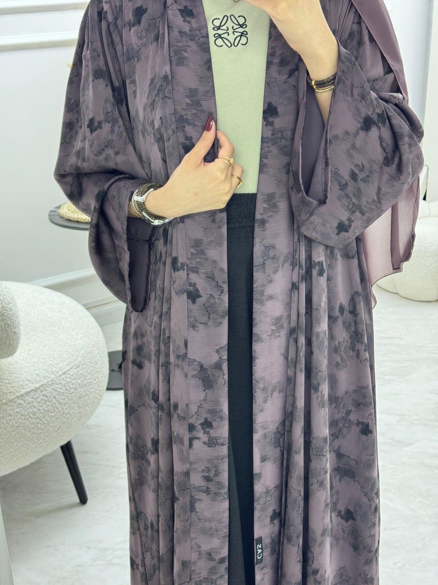 C 1007 - 04 Purple Printed Abaya