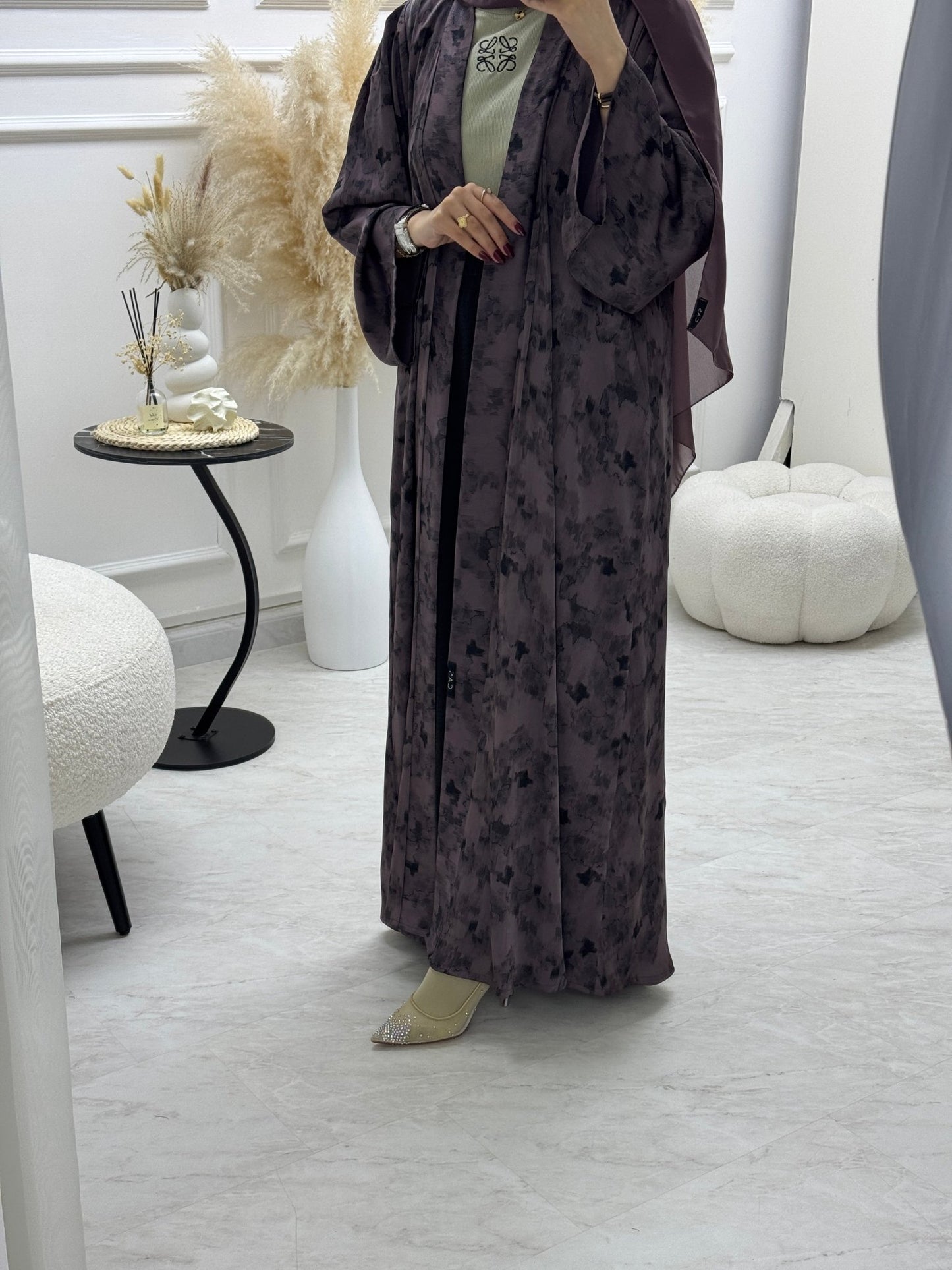 C 1007 - 04 Purple Printed Abaya