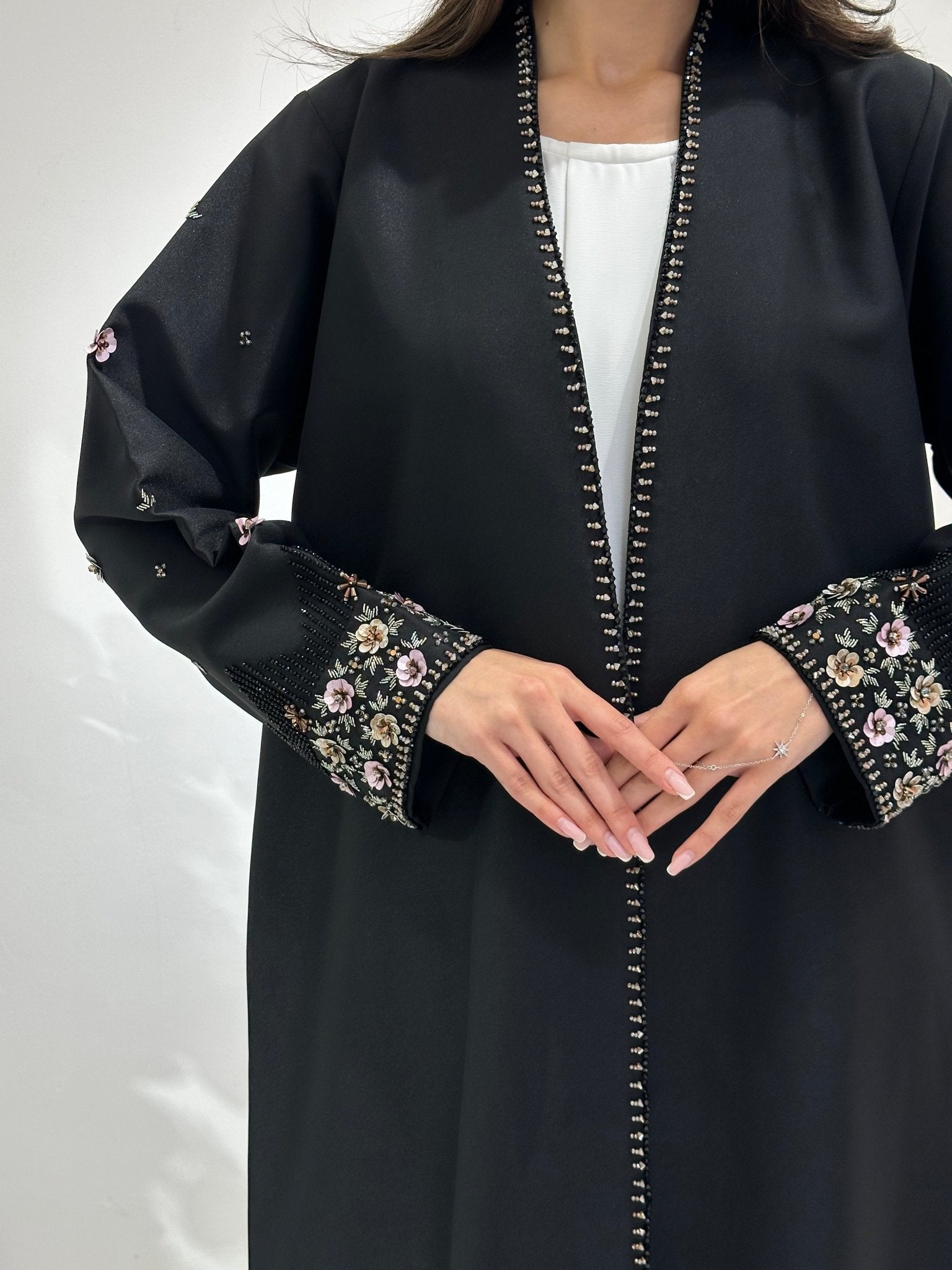 C 1009 Black Beaded Abaya