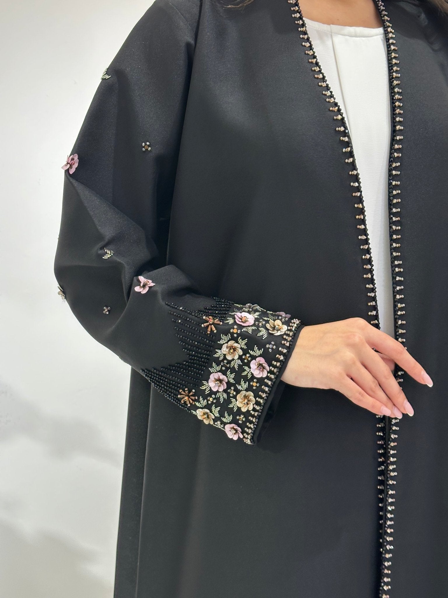C 1009 Black Beaded Abaya