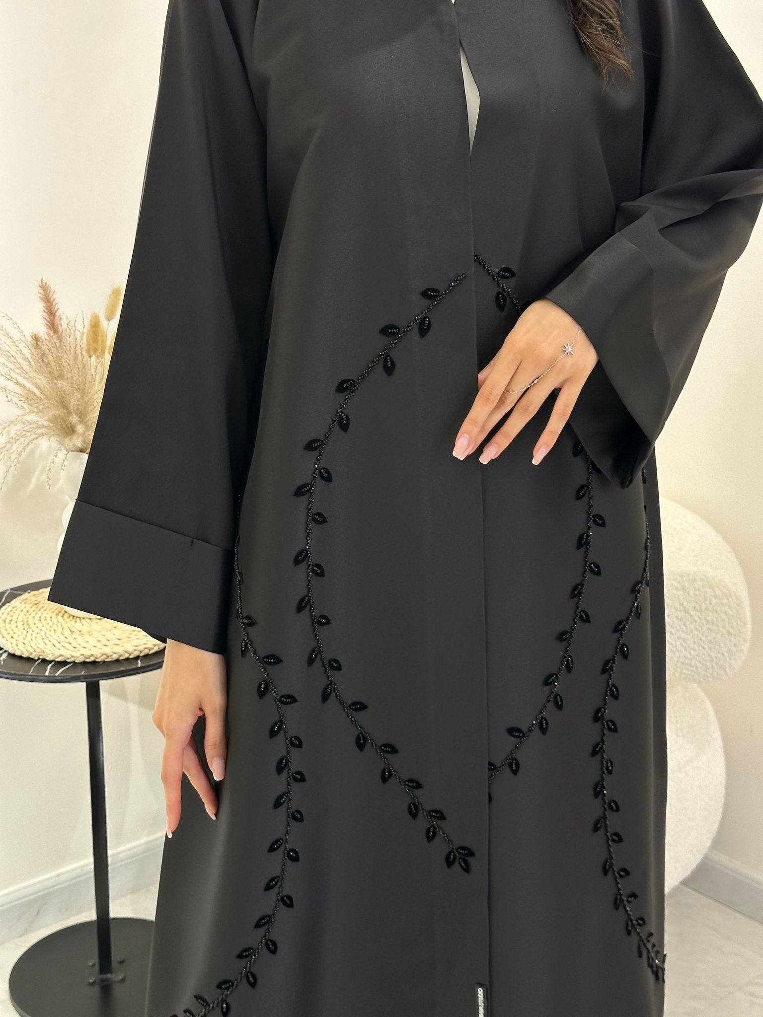 C 1010 Black Beaded Abaya