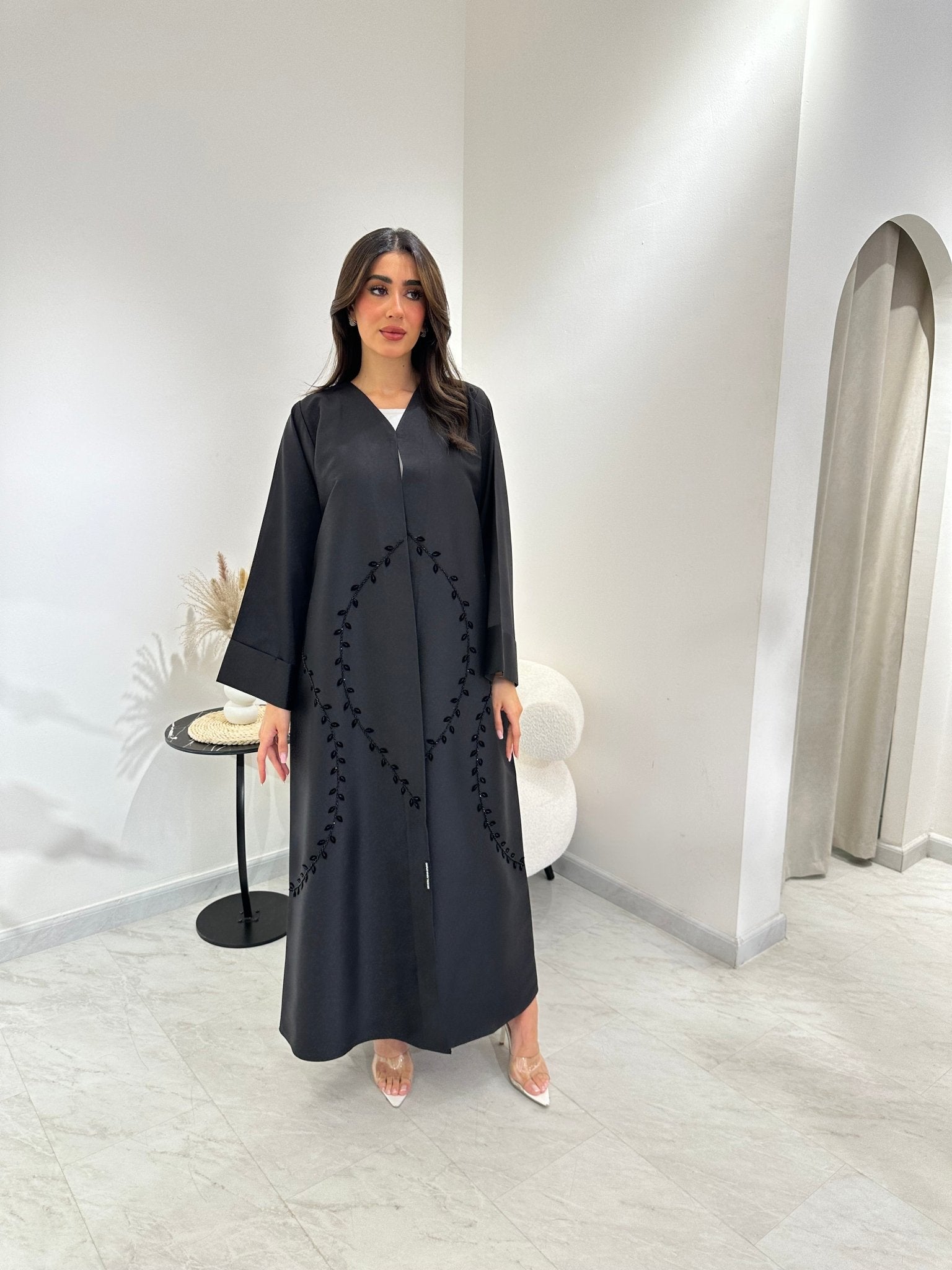 C 1010 Black Beaded Abaya