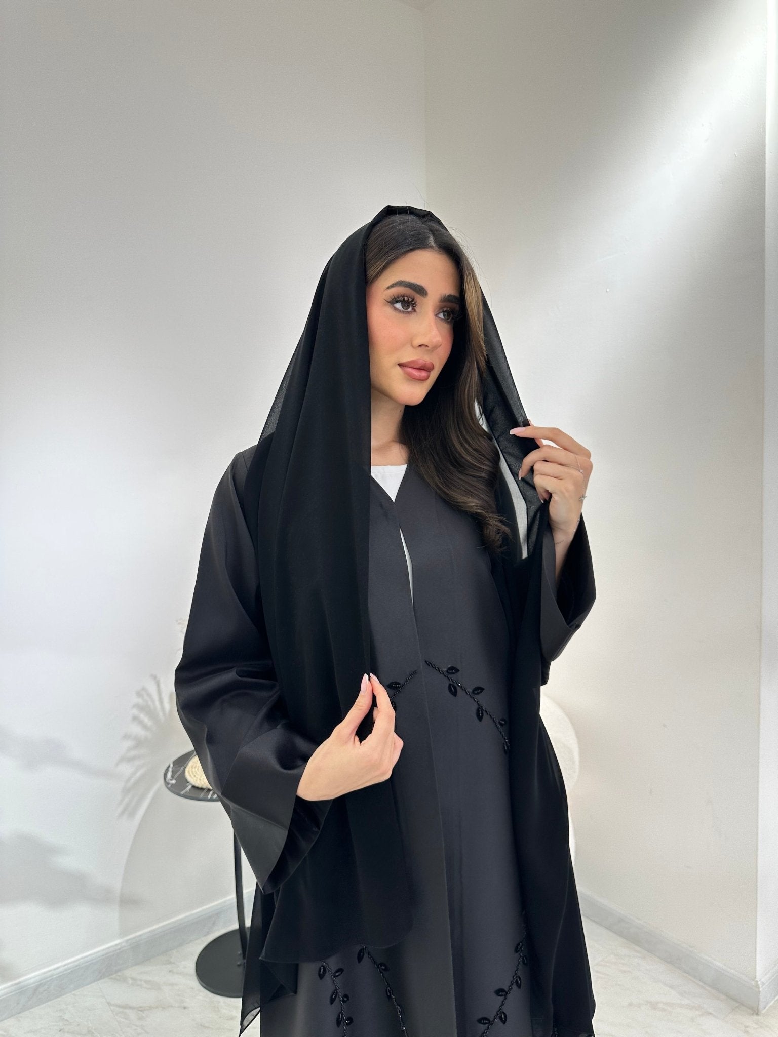 C 1010 Black Beaded Abaya