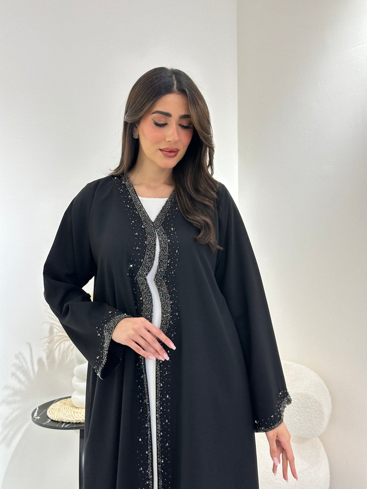 C 1011 Black Beaded Abaya